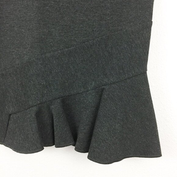 J. Crew Top Womens XS Gray Peplum Structured Flutter Hem Short Sleeve Classic - Picture 3 of 8